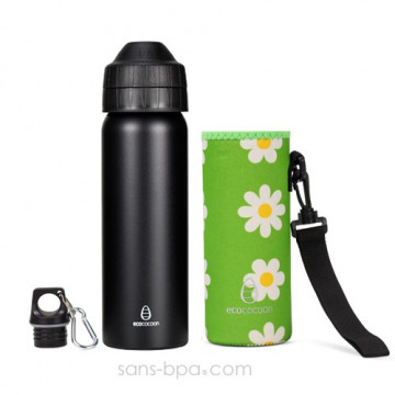 Pack gourde isotherme 600ml Messenger & sa housse Teal - Ecococoon