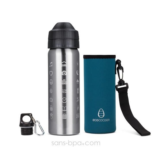 Pack gourde isotherme 600ml Iconspeack & sa housse Flower - Ecococoon