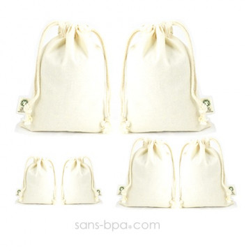 Kit 6 sacs coton Bio 1 - 2 - 3 2