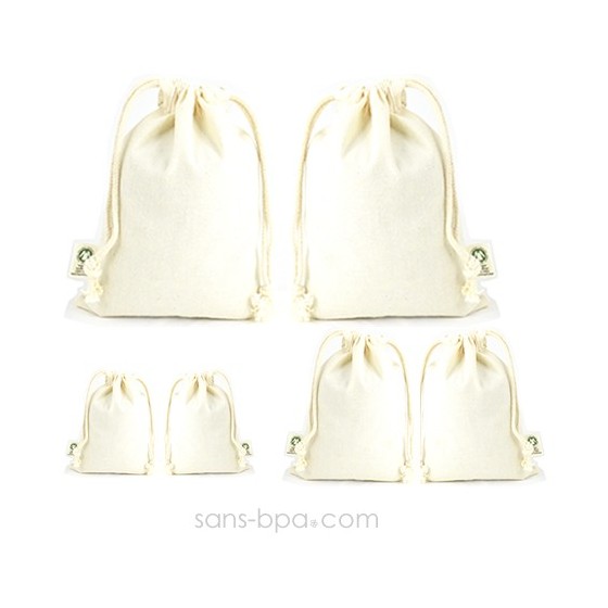 Kit 6 sacs coton Bio 1 - 2 - 3