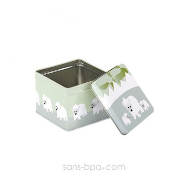 Boite métal cube HIBOU VERT 2