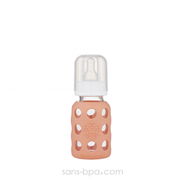 Biberon verre 120 ml et sa gaine silicone CORAIL . LIFE FACTORY