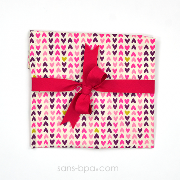 Pochette Cadeau COEUR - ruban Fushia