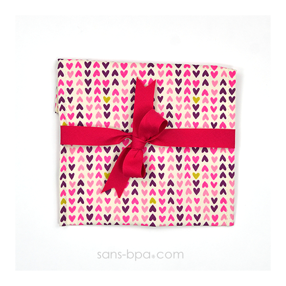 Pochette Cadeau COEUR - ruban Fushia