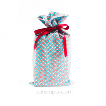 Pochette cadeau tissu Bio - Smart Bleu