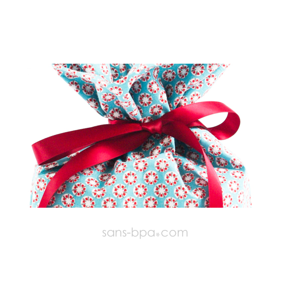 Pochette cadeau tissu Bio - Smart Bleu
