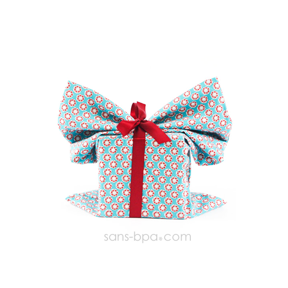 Pochette cadeau tissu Bio - Smart Bleu