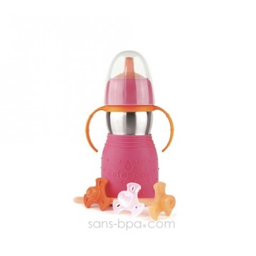 Gourde anti-fuite Safe Sippy 2 rose de Kid Basix