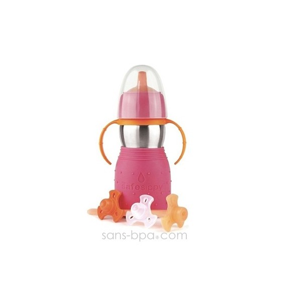 Gourde anti-fuite Safe Sippy 2 rose de Kid Basix