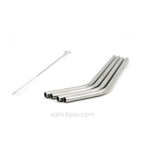 Lot 2 pailles inox & goupillon sans-bpa.com ~ Modèle COURT