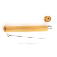 Lot 2 pailles inox SMOOTHIE dans leur étui bambou
