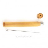 Lot 2 pailles inox SMOOTHIE dans leur étui bambou