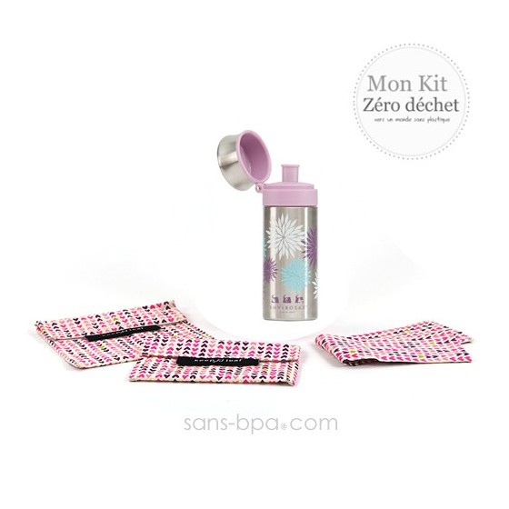 Pack Gourde inox 500 ml Pink 24 Bottle + Bundles Coeurs