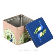 Boite métal cube HIBOU PRUNE