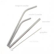  Ensemble 4 pailles inox - Courtes & courbes 