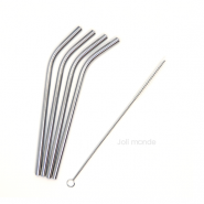  Ensemble 4 pailles inox - Courtes & courbes 
