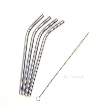 Ensemble 4 pailles inox - Courtes & courbes 2