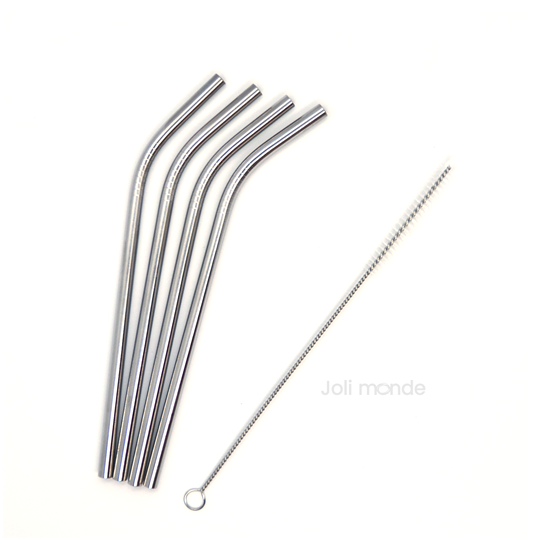  Ensemble 4 pailles inox - Courtes & courbes 