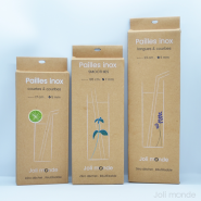  Ensemble 4 pailles inox - Longues & courbes 