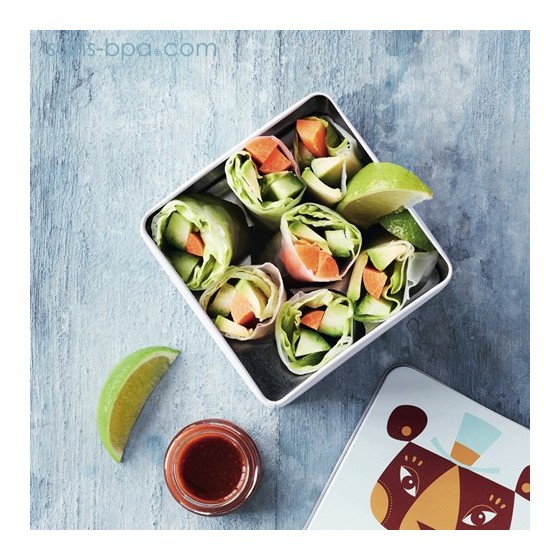 Boite cube métal HIBOU VIOLET