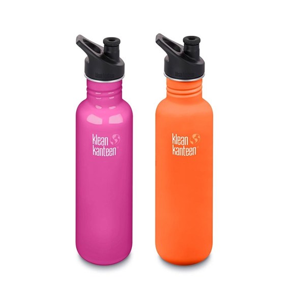 Pack promo - 2 gourdes 800ml & leurs bouchons sport SIERRA SUNSET & WILD ORCHID - Klean Kanteen