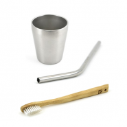 Pack promo - 1 Brosse à dents KIDS + 1 P'tite timbale + 1 paille inox courte gravée