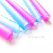 Lot 6 pailles silicones enfants - Bleu & rose
