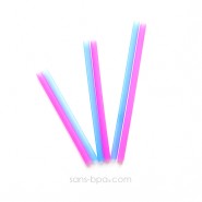 Lot 6 pailles silicones enfants - Bleu & rose