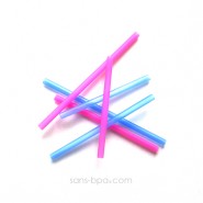 Lot 6 pailles silicones enfants - Bleu & rose