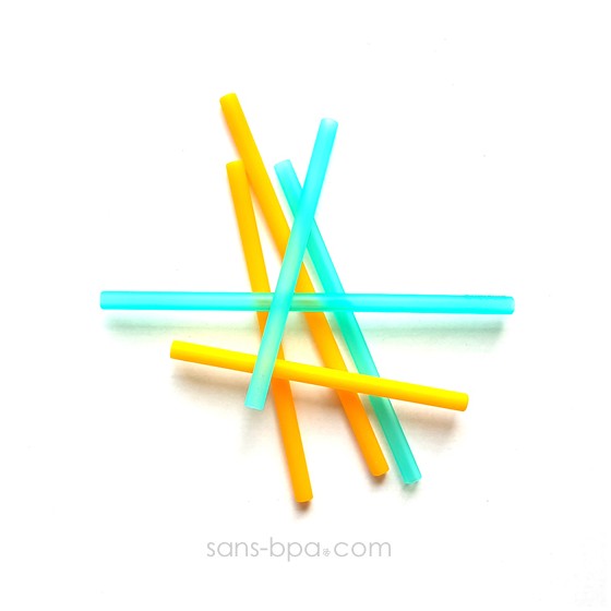 Lot 6 pailles silicones enfants - Bleu & rose