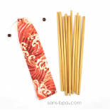 Ensemble 6 pailles bambou & leur pochon