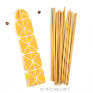 Ensemble 6 pailles bambou & leur pochon