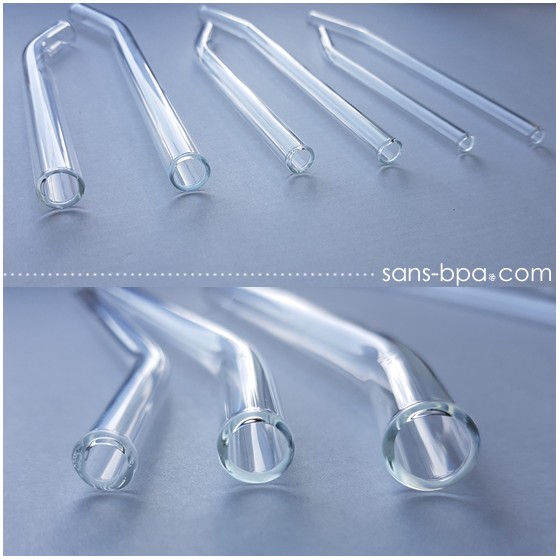 Paille en verre - Courbe - Courte - Fine