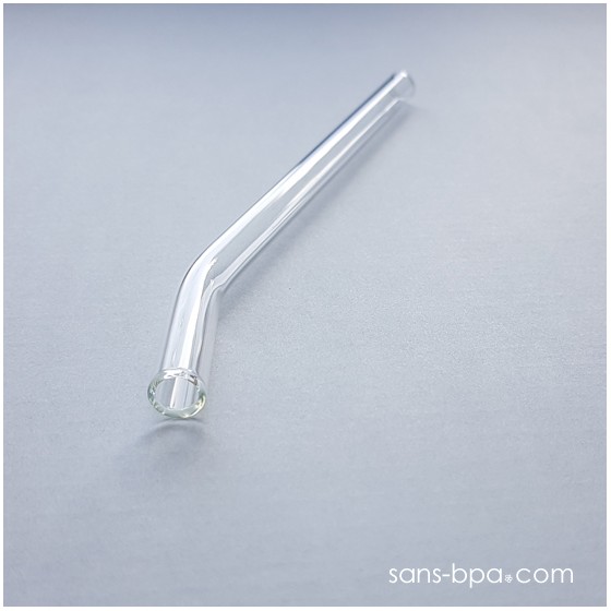 Paille en verre courbe - longue - fine . La Transparente