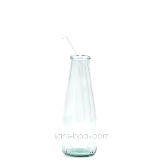 Paille en verre - Courbe - Courte - Fine . La Transparente