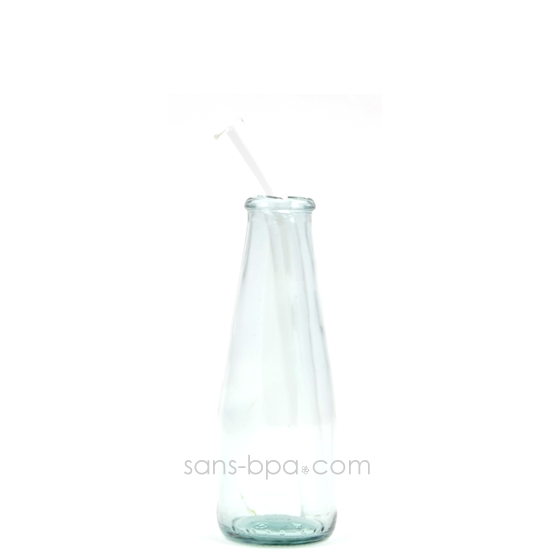 Paille en verre courbe - courte - smoothie . La Transparente