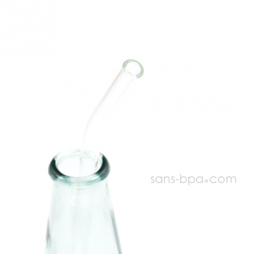 Paille en verre courbe - longue - fine . La Transparente