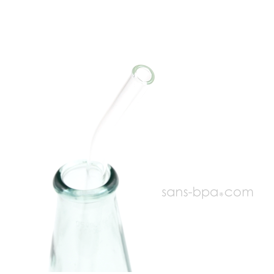 Paille en verre courbe - longue - fine . La Transparente