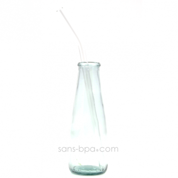 Paille en verre courbe - longue - fine . La Transparente 2