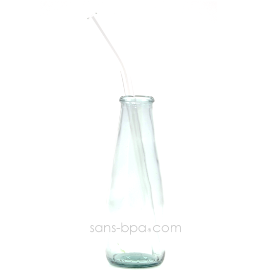 Paille en verre courbe - longue - fine . La Transparente