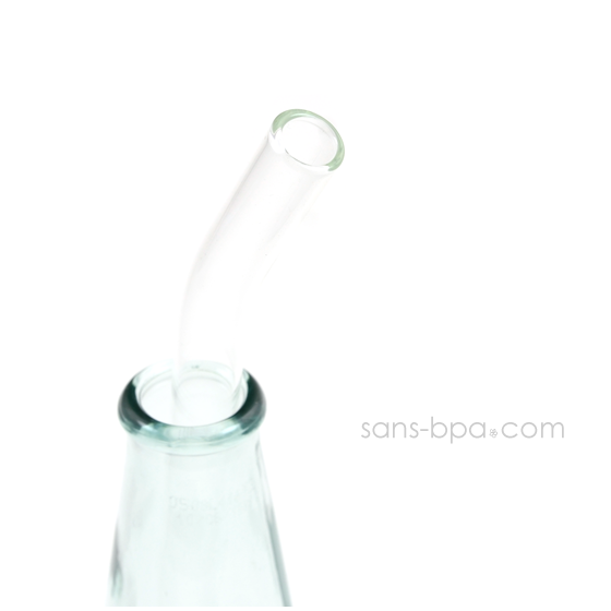 Paille en verre courbe - longue - smoothie . La Transparente
