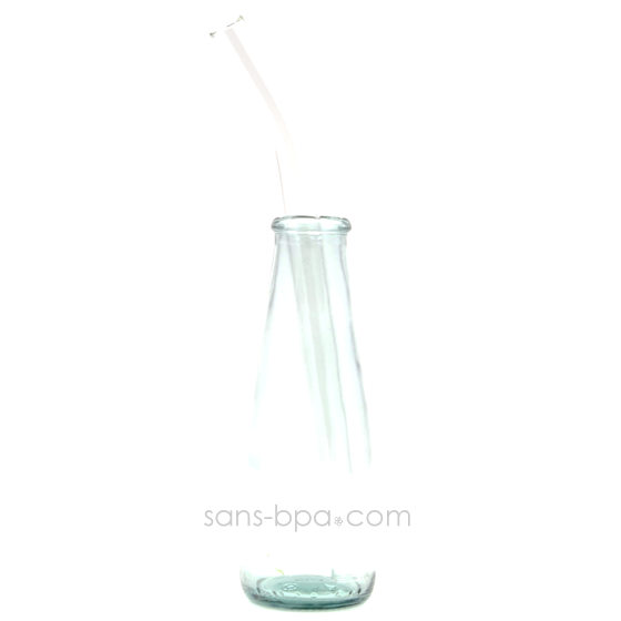 Paille en verre courbe - longue - smoothie . La Transparente