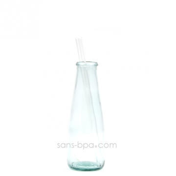 Paille en verre droite - courte - fine . La Transparente 2