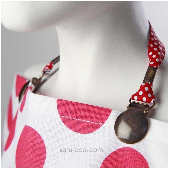 Attache serviette & doudou - ROSE A POIS