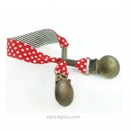 Duo serviette & son attache - BLEU A POIS