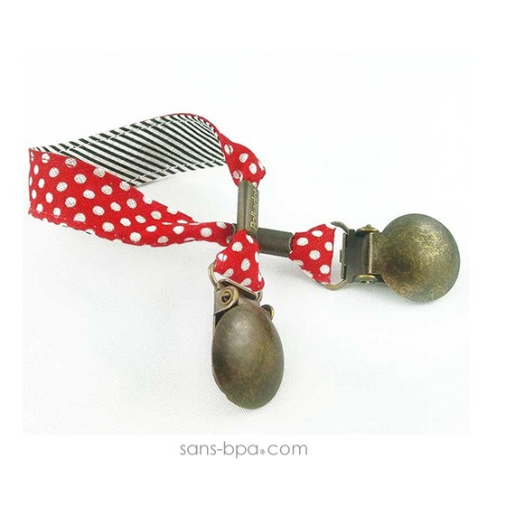 Duo serviette & son attache - BLEU A POIS