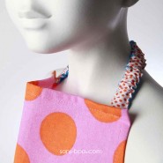 Serviette élastiquée ROSE A POIS ORANGE