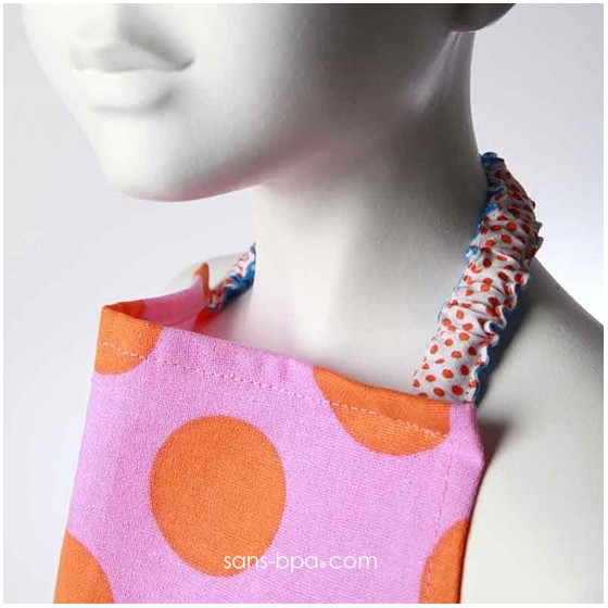 Serviette élastiquée ROSE A POIS ORANGE