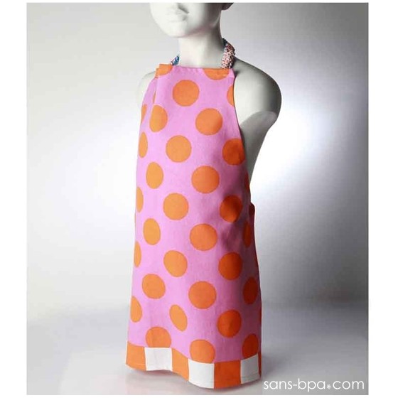 Serviette élastiquée BLEUE A POIS VERTS