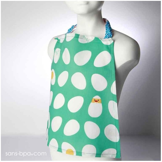 Serviette élastiquée BLEUE A POIS VERTS